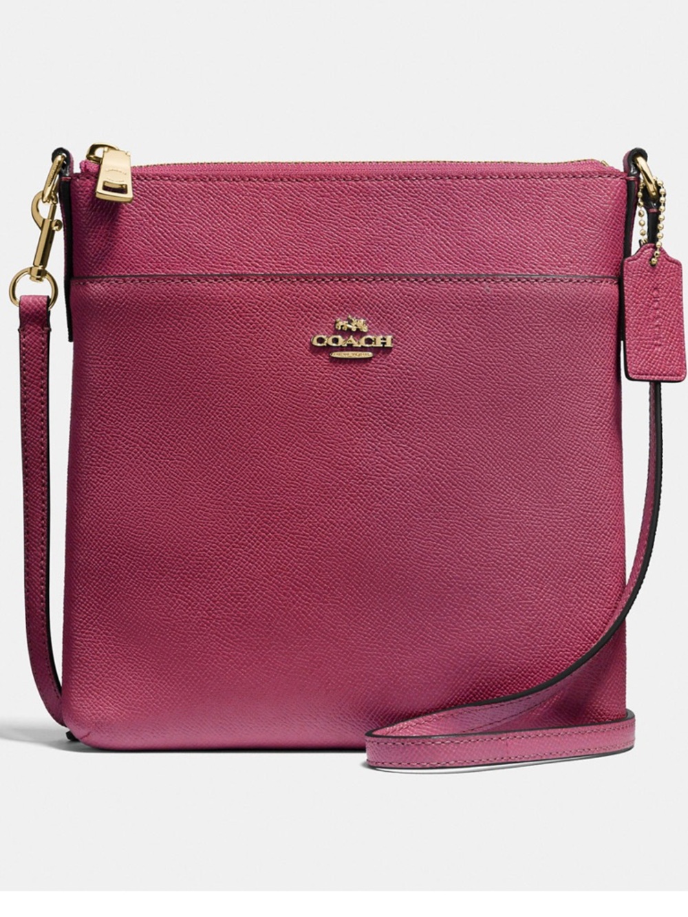 COACH Kitt Crossgrain Leather Purple Cross Body Swing Back Bag Women’s Purse